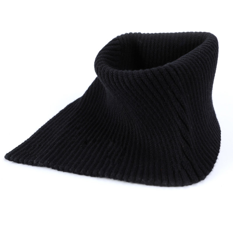 (2个装)羊毛混纺男女款防寒保暖护脖假领围脖·黑色+灰色