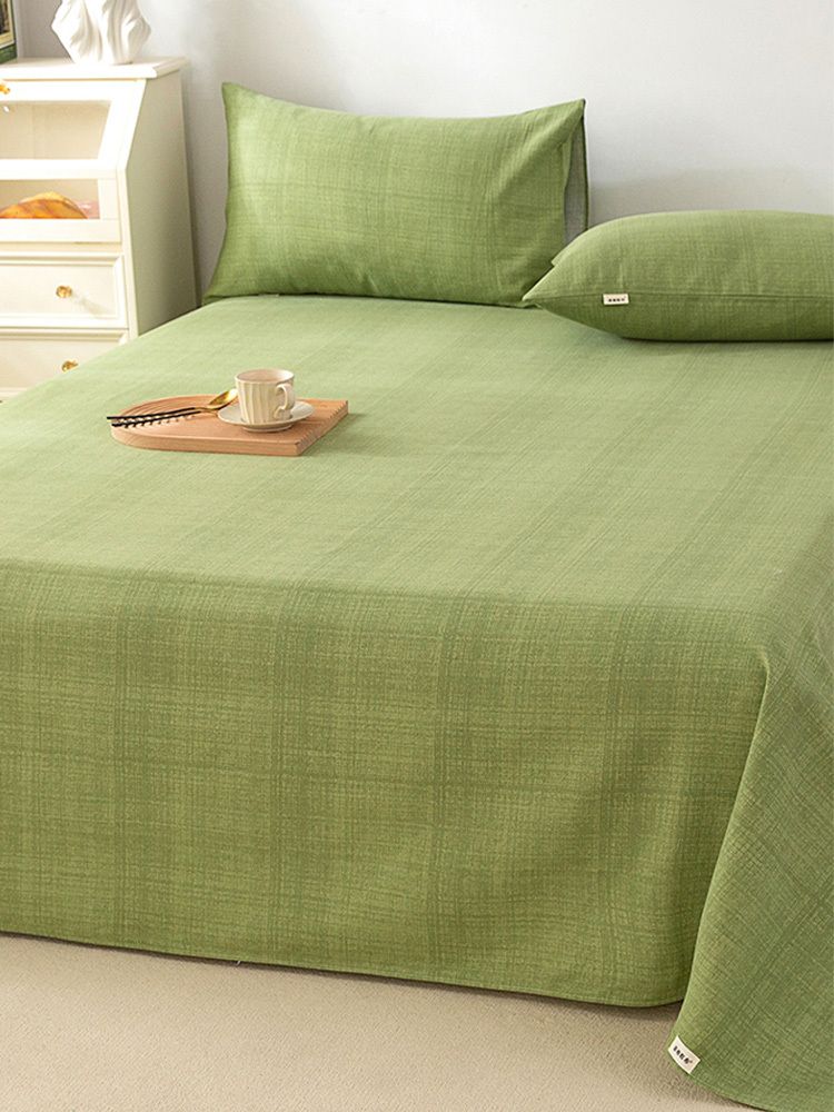 无印良品 新款原棉标凉席老粗布床单三件套  6色可选·嫩绿