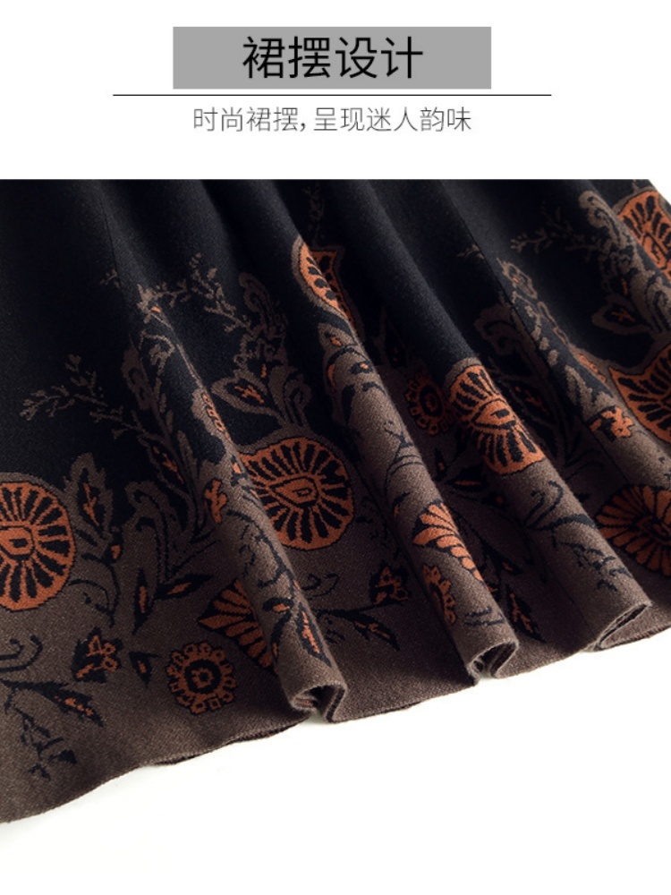 梦卓旋针织民族风提花半裙LXWT5831·灰色