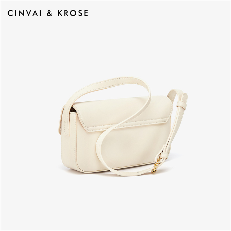 CinvaiKrose 包包牛皮斜挎包腋下包女单肩包女包B6334·米白色