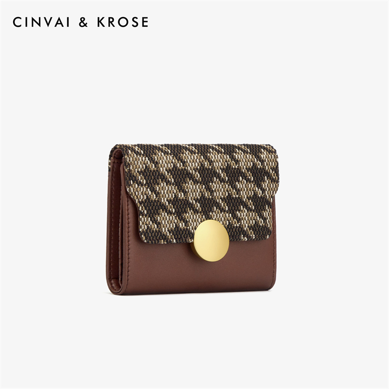 CinvaiKrose 钱包女短款卡包包多功能小巧女士零钱包礼物K6292·棕色