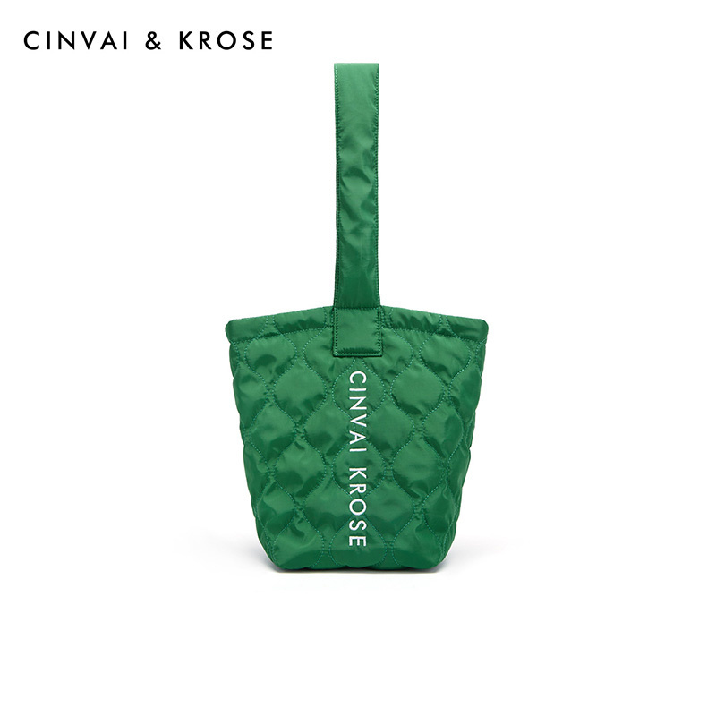 CinvaiKrose 帆布包女包包潮腋下包水桶包手提单肩包B6269·米白色