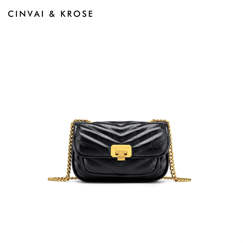 CinvaiKrose 包包女包潮小众链条包时尚单肩斜挎包B6143·子夜黑