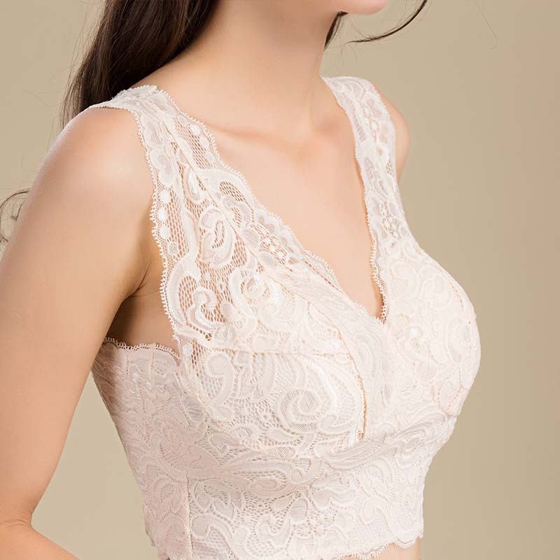 真丝塑身抹胸蕾丝花边带胸垫裹胸桑蚕丝无钢圈文胸bsy10352件酒红肉色