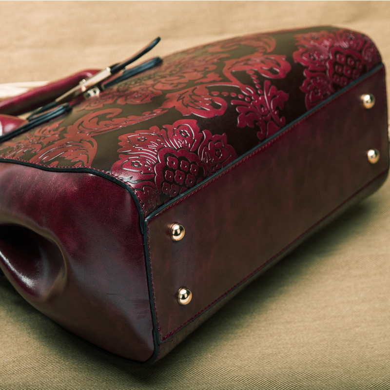 易世汀Y-ScheduleLasting新款牛皮包包优雅中国风手提包151207·中国红