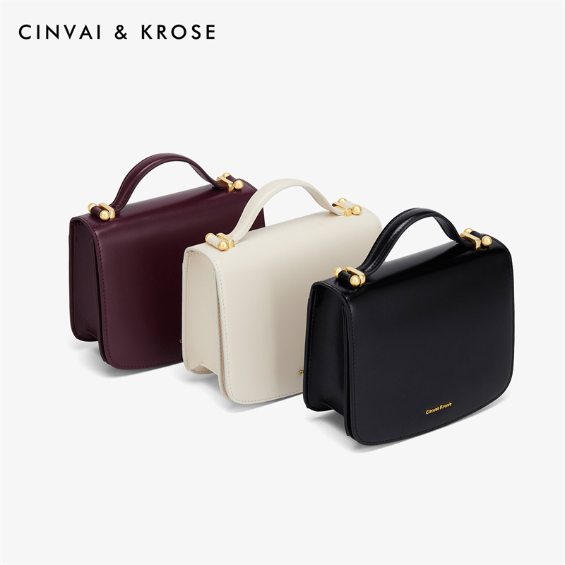 CinvaiKrose 牛皮包包手提包斜挎女包高级感单肩包C6317·米白色