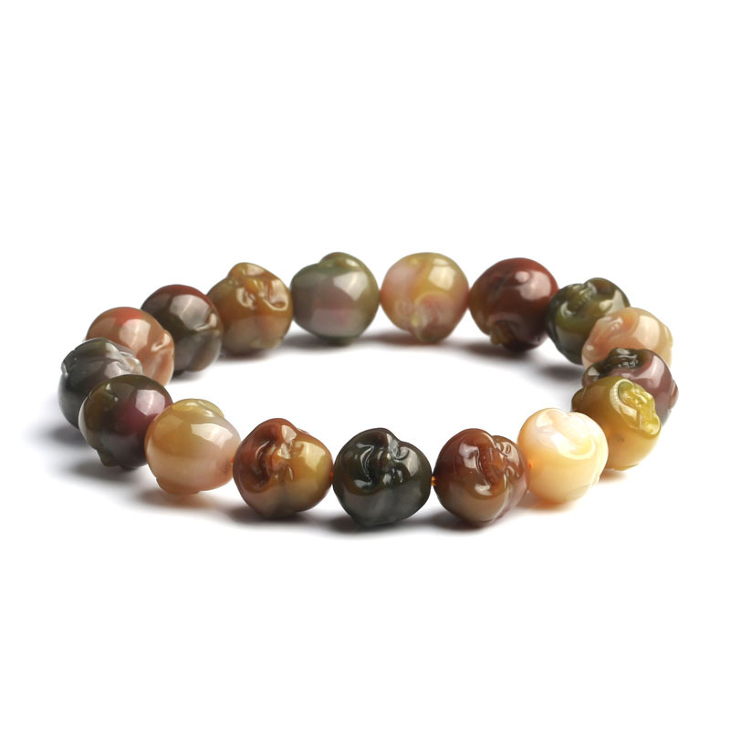 老冯记精选满色满肉佛头盐源玛瑙手链f