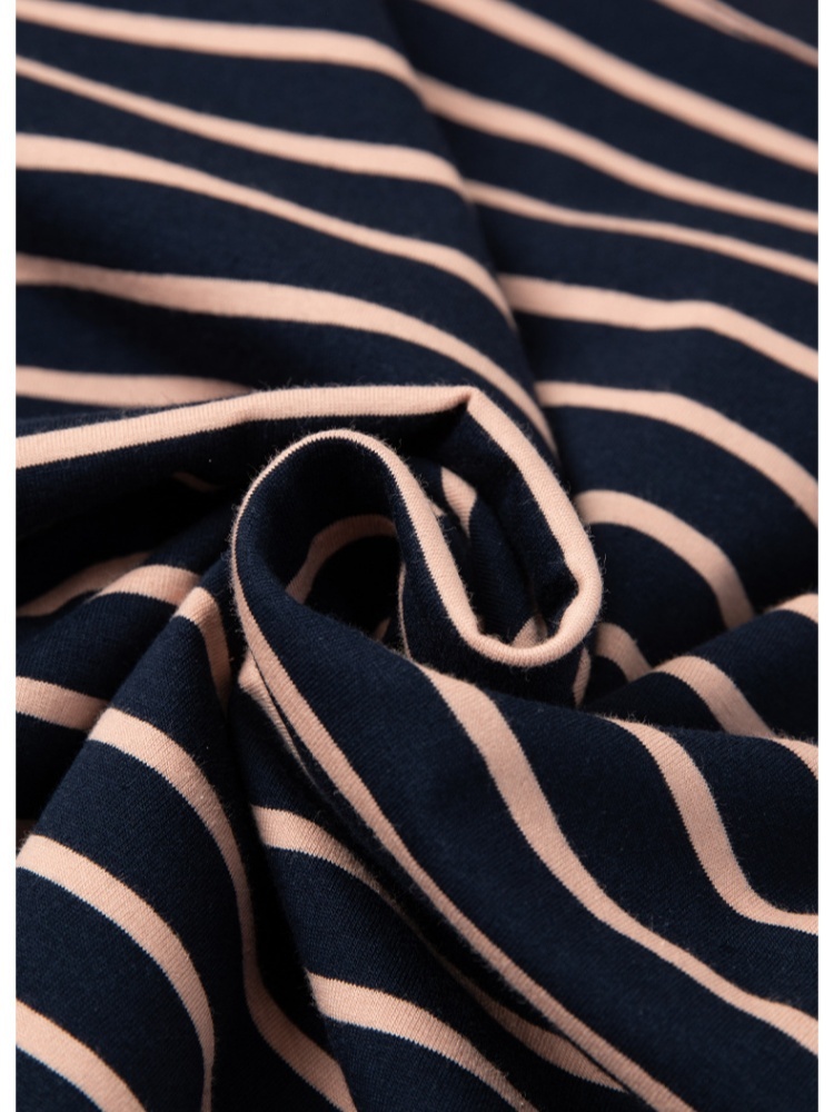 【95棉】凯诗帕宽松条纹T恤6458·深蓝