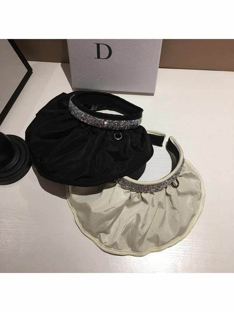 婵阅专柜高货【品牌原单】柜200+户外防晒空顶帽子遮脸沙滩帽可折叠骑车无顶太阳帽·米色