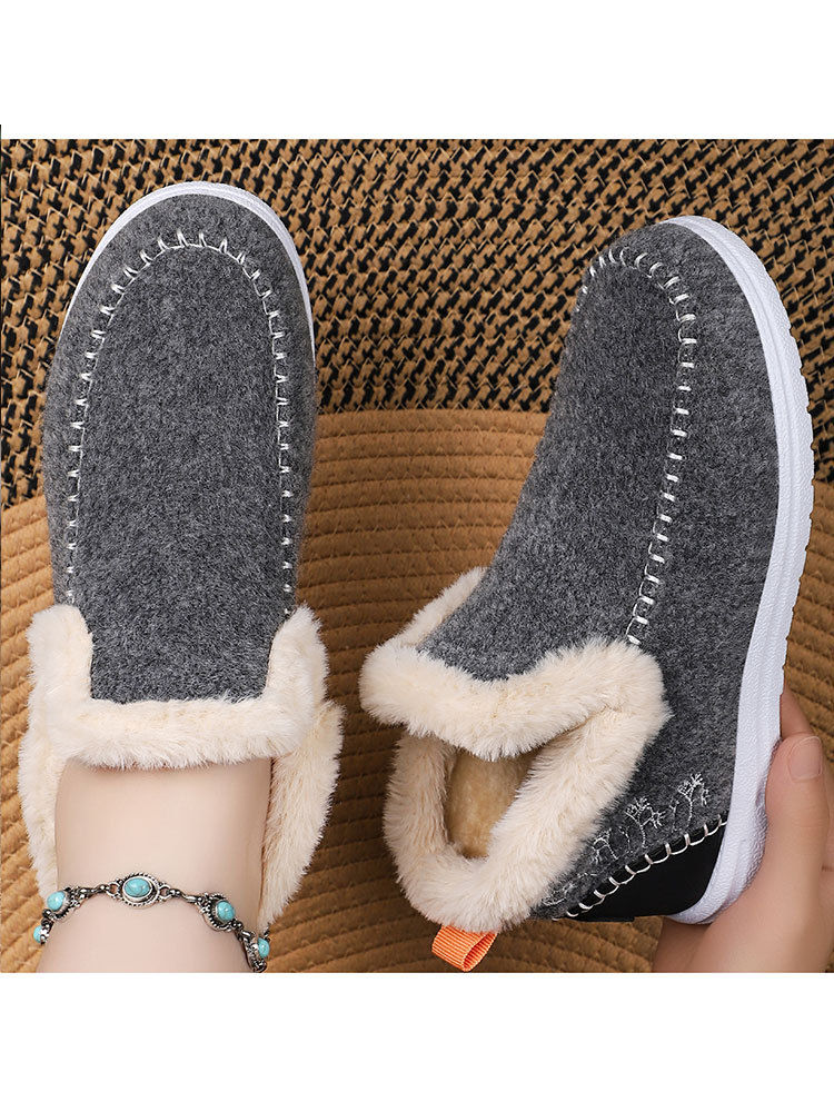 【爆款特价】时尚百搭加绒加厚特大码棉靴·咖啡色（PE拉链袋装）