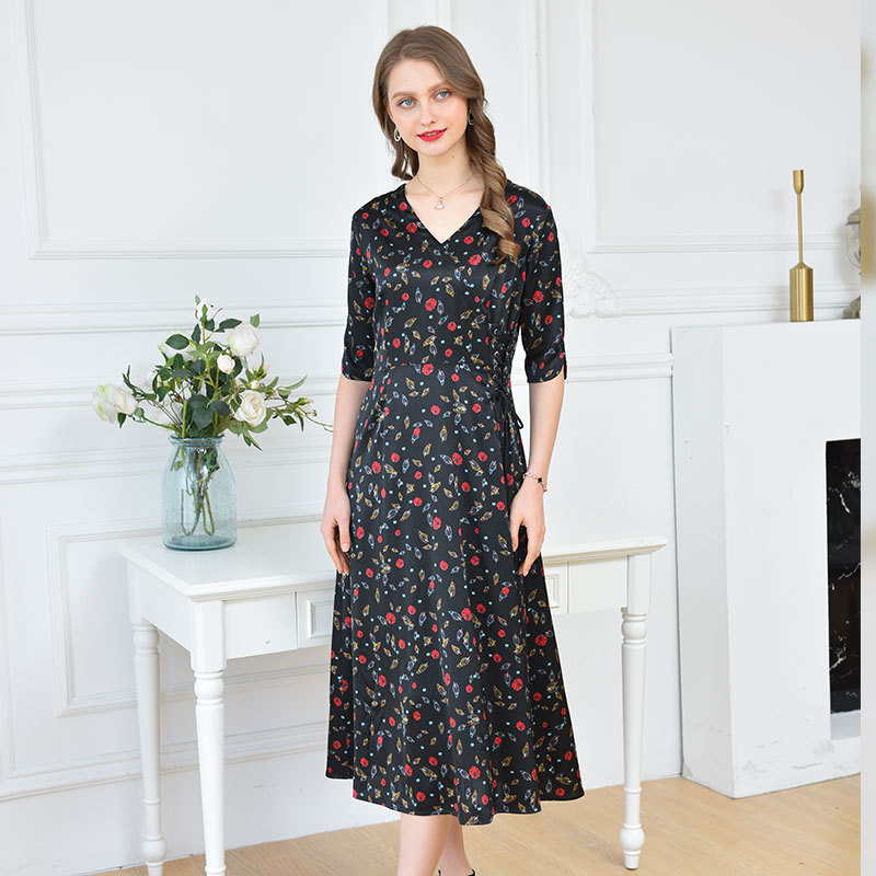 恒源祥fazeya纯桑蚕丝809真丝女裙·809-1黑色