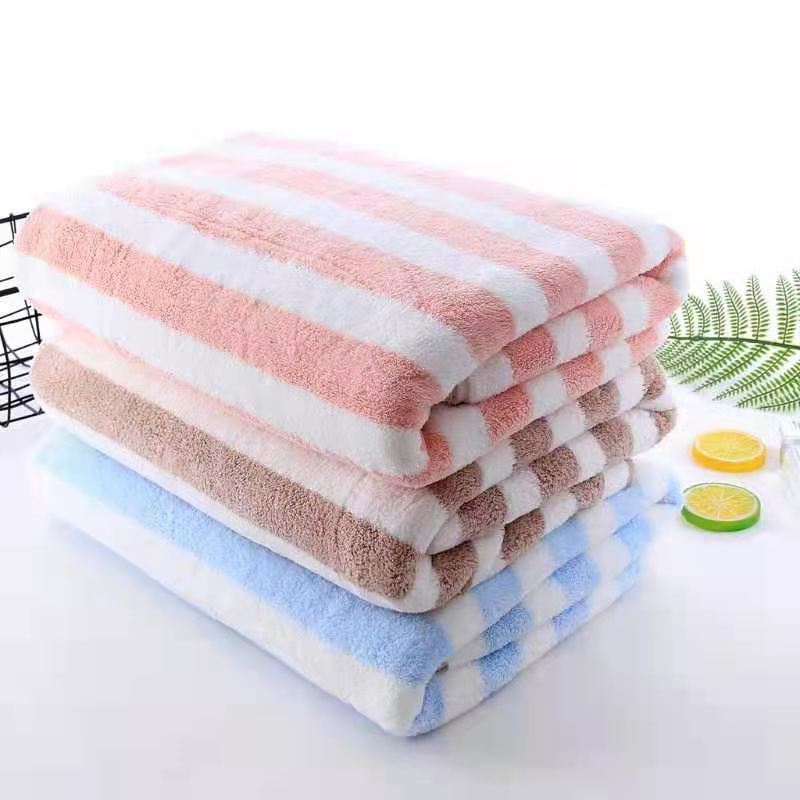 温迪超细纤维竖条1条浴巾2条毛巾组合8931*1+8921*2·粉色