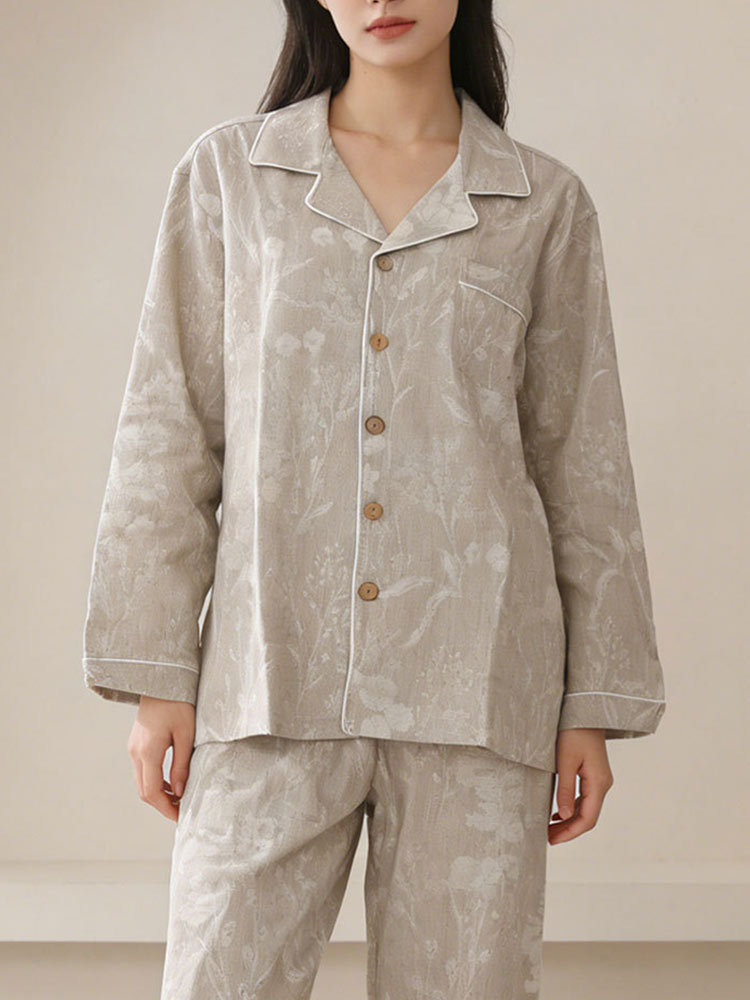 砾驾棉麻家居服提花柔软透气睡衣套装·MYX-AM-8山野闲居-汉麻棉提花