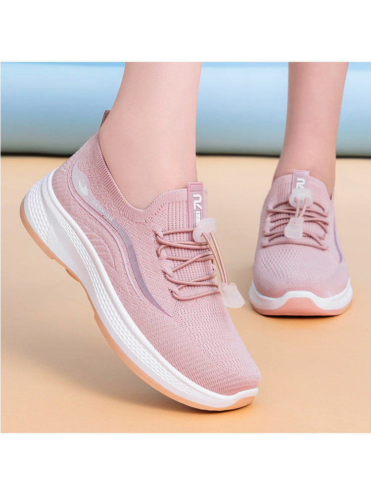 男女款拼色飞织透气一脚蹬轻便休闲鞋·黑色-男（盒装）