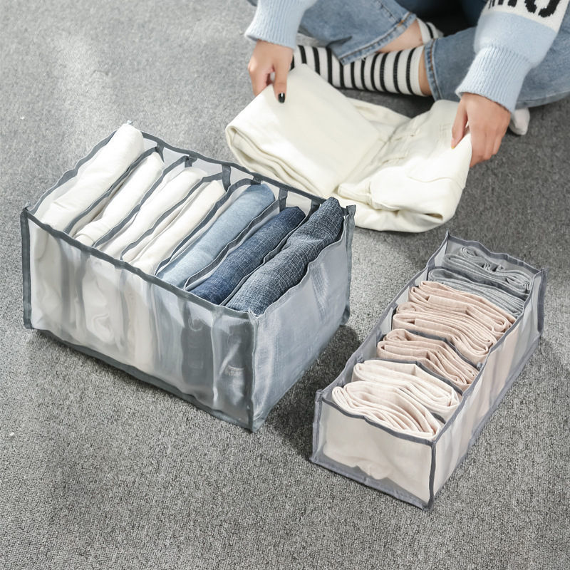 多派透明衣物收纳网盒分格袋大号7格单个装·白色