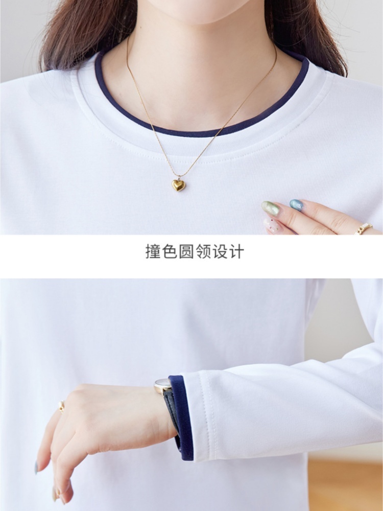 【92精梳棉】轩凌子撞色领袖长袖T恤XS82430125·安可拉红