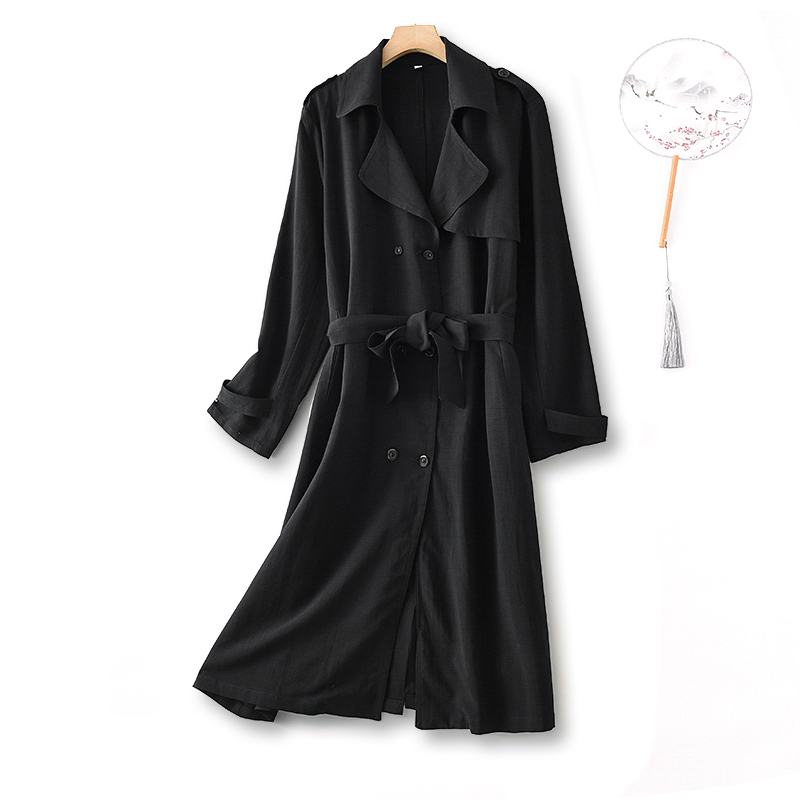布休依-泓凯-新款原创设计重磅蚕丝风衣·黑色